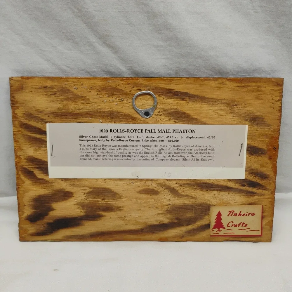 Pinheiro Crafts 1923 Rolls Royce Pall Mall Phaeton Car Wooden Sign Plaque 11